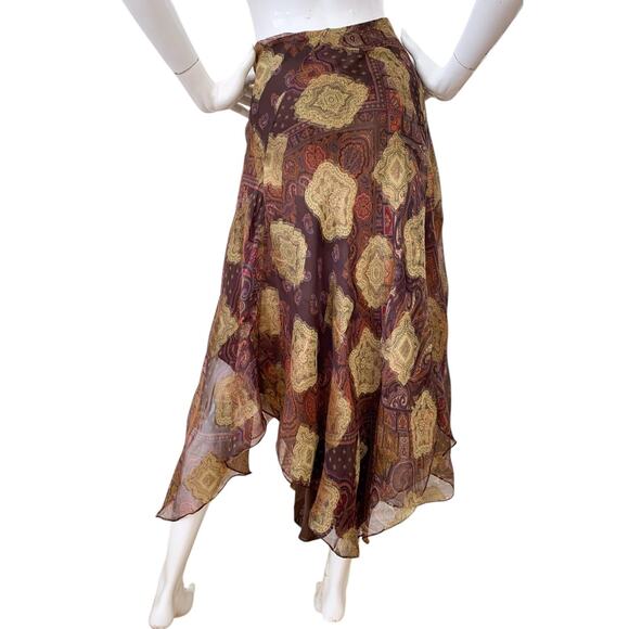 Ralph Lauren Black Label Skirt Silk Metallic Gold Asymmetric Vintage 90s - Picture 2 of 8